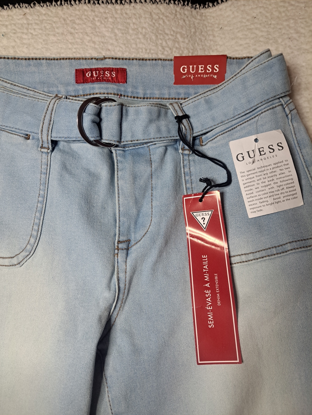 GUESS Light Blue Women's Flare Jeans with Belt